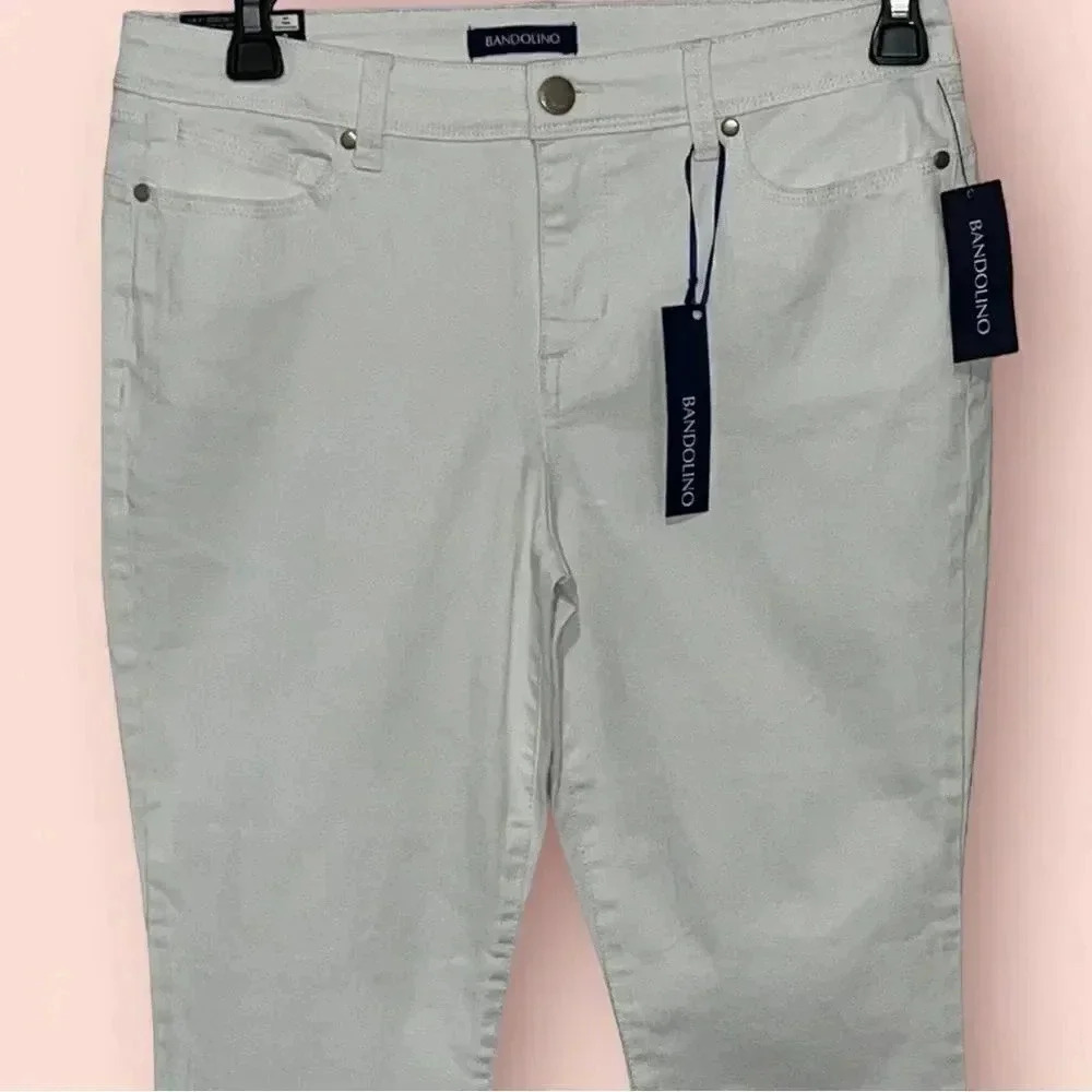 Bandolino size 10P stretch curvy white denim capris with embellished ankles NWT - Picture 4 of 15
